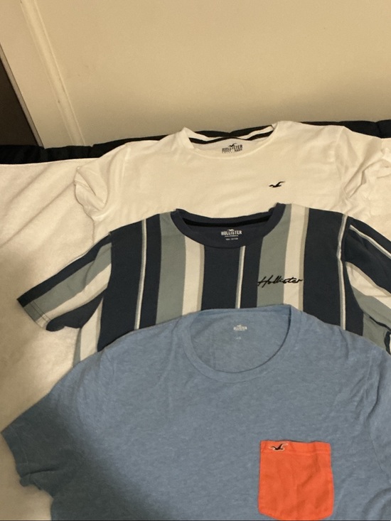 Hollister Other - Hollister Men's Tee Pack - White, Navy Stripe, Light Blue with Orange Pocket